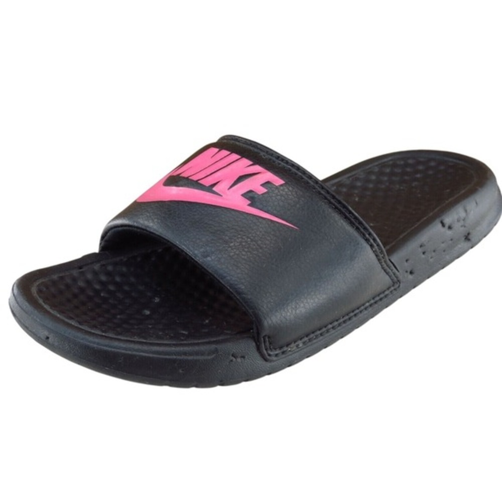 Nike Women Slide Sandals‎ Size 6 Black Synthetic Logo Comfort